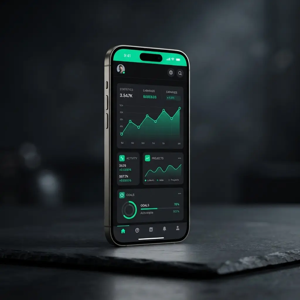 Mobile app UI mockup showing a clean dark booking interface on an iPhone